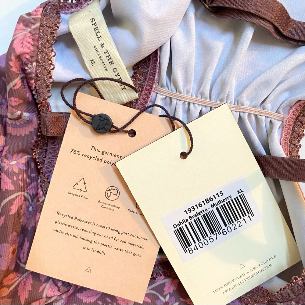SPELL AND THE GYPSY PURPLE PINK FLORAL PRINT PULLOVER MULBERRY DAHLIA BRALETTE - Picture 3 of 7